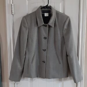 Harve' Benard Vintage 100% Wool Heather Gray Blazer. Women's Size: 12P. NWOT.